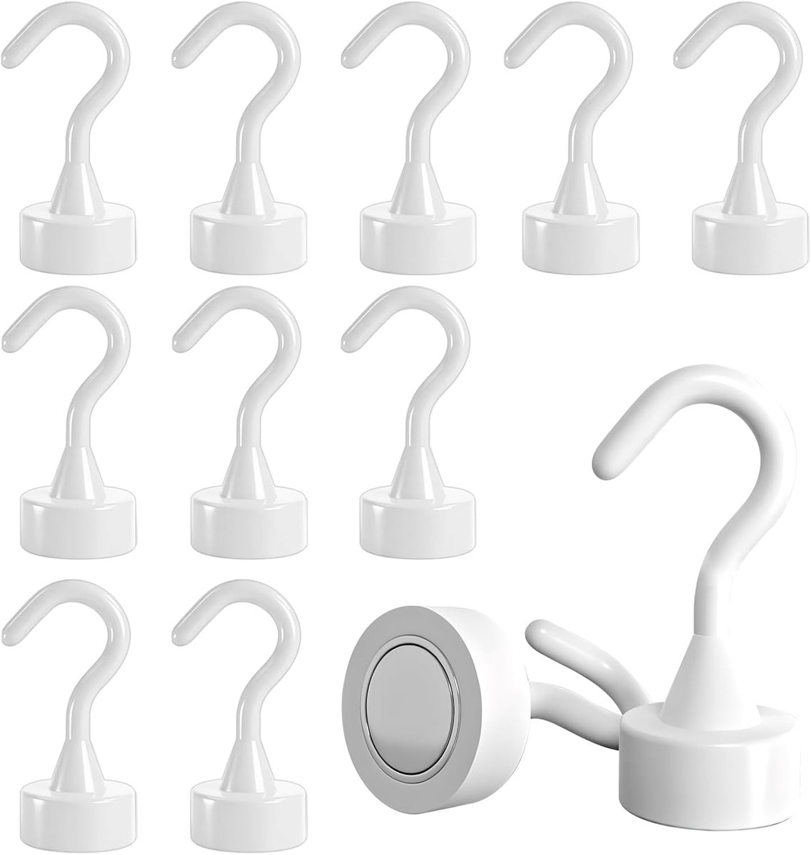 Magnetische haken set - extra sterke 5kg capaciteit - witte ABS kunststof - ideaal voor metalen oppervlakken - ShopVlot