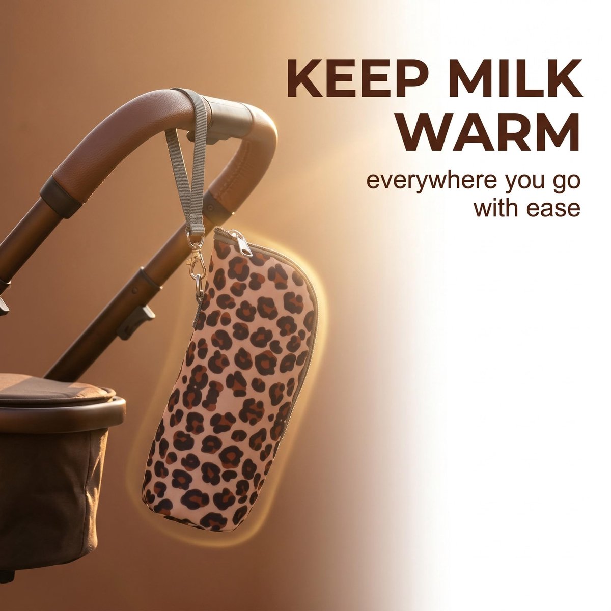 Thermosfleshouder voor pasgeborenen - luipaardpatroon - geïsoleerde hoes - ideaal voor kinderwagen - ShopVlot