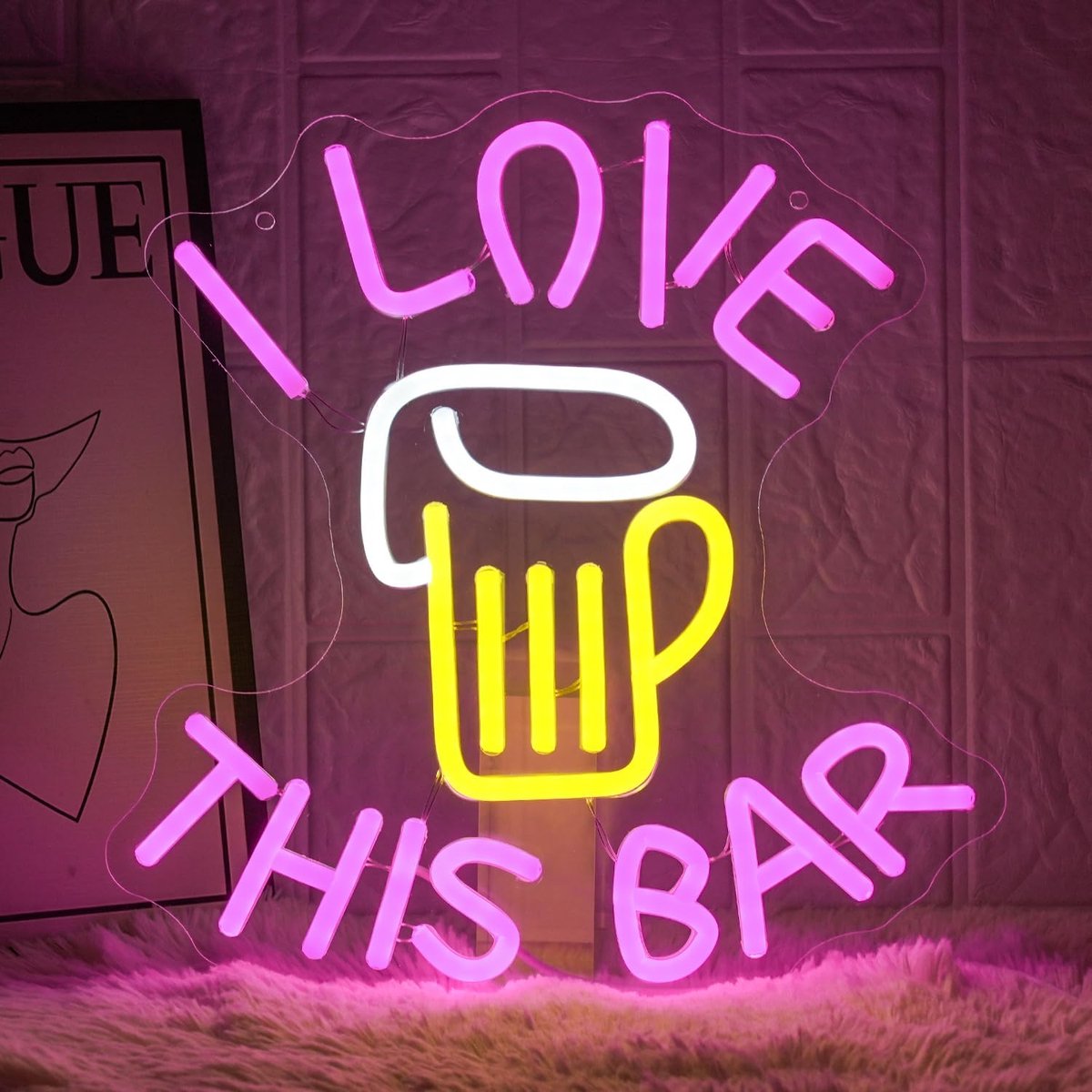 Neonbord I Love This Bar - Wanddecoratie - Kleurrijk ontwerp - Creëer een gezellige sfeer - ShopVlot