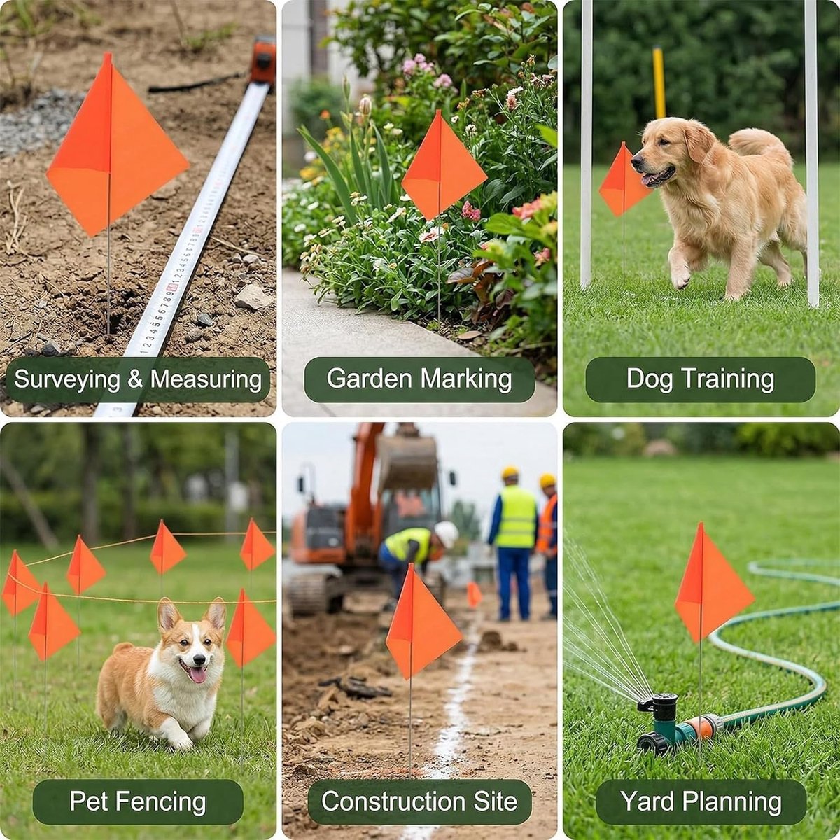 Markeringsvlaggen 30 stuks - duurzame vlaggenmastbanners - veelzijdig gebruik - ideaal voor tuin en gazon - ShopVlot