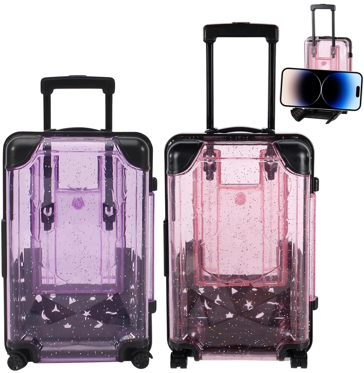 Mini koffertjes geschenkdoos 2 stuks - transparant - spaarpot - perfect voor reizigers - ShopVlot