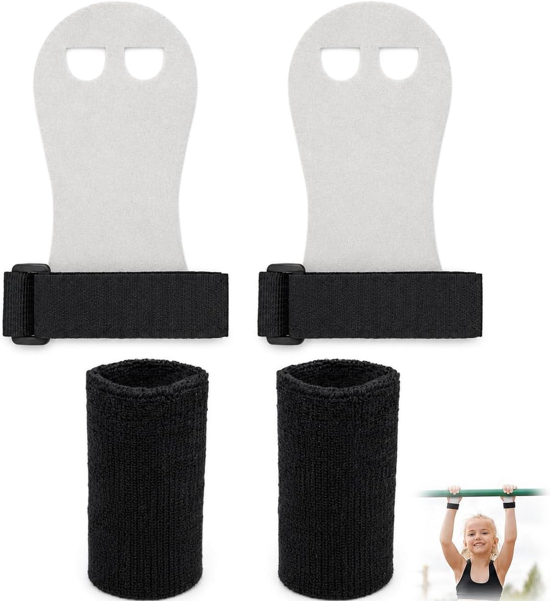 Greeppads 2 stuks - hoogwaardige antislip grips - met polsbeschermers - veilig trainen voor kinderen - ShopVlot