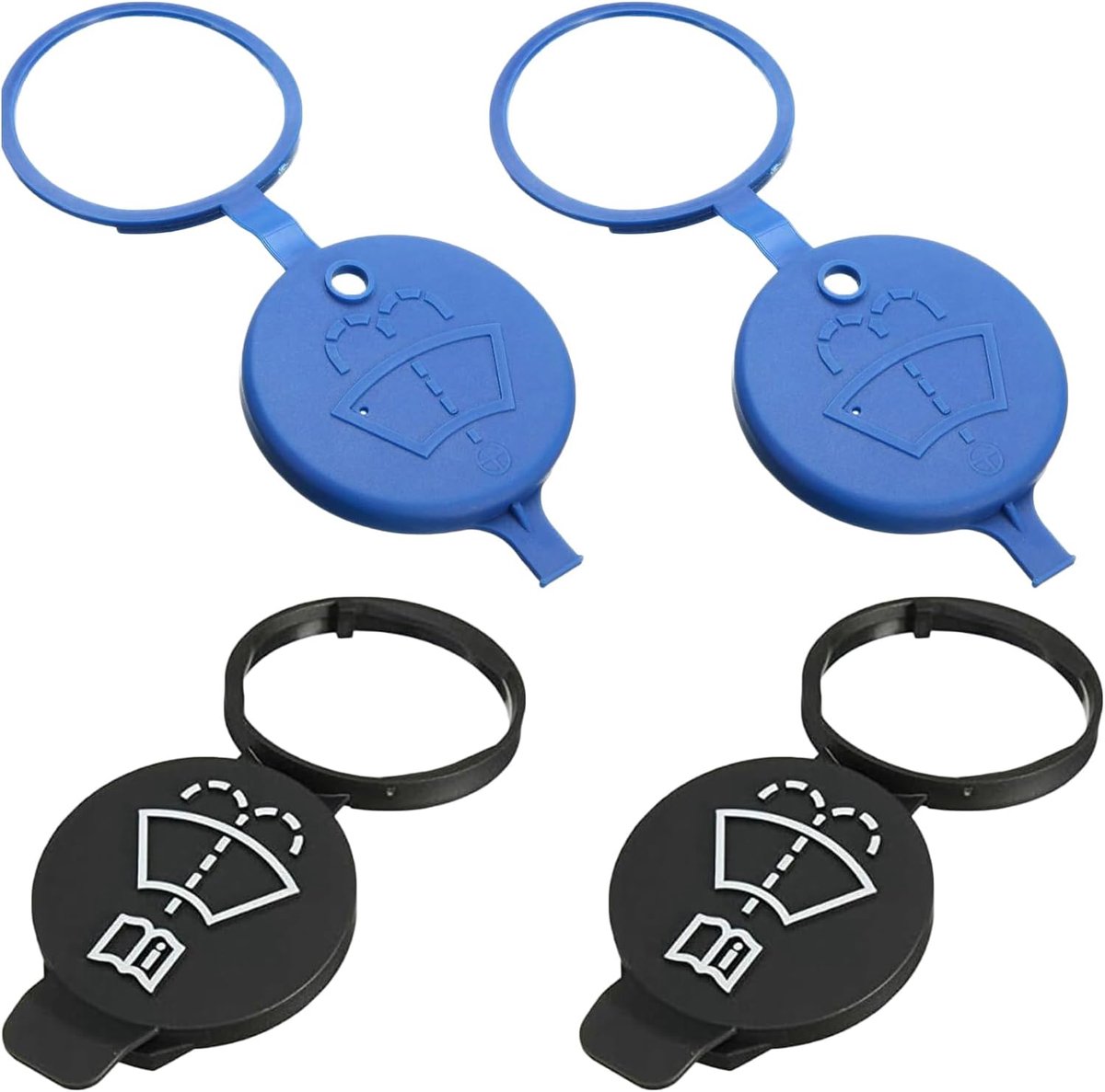 Windscreen washer fluid container deksel - 4 stuks - zwart en blauw - voorkomt lekkage en houdt voertuig schoon - ShopVlot