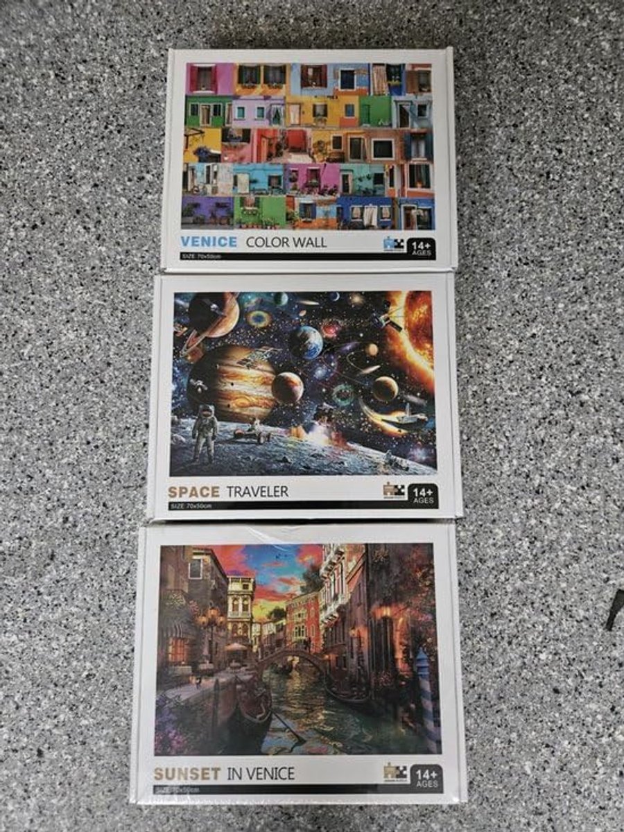 Puzzels 1000 stukjes - 3 stuks - Venetië, Ruimte, Zonsondergang - Perfect voor puzzelliefhebbers - ShopVlot