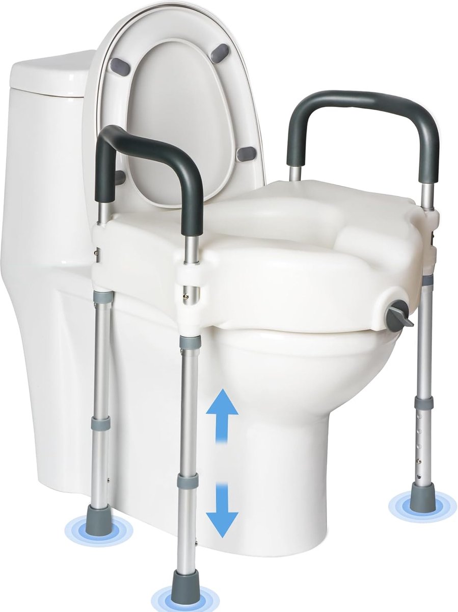 Toiletverhoger met armleuningen - Verstelbaar - Stevig aluminium - Ondersteunt tot 136 kg - ShopVlot
