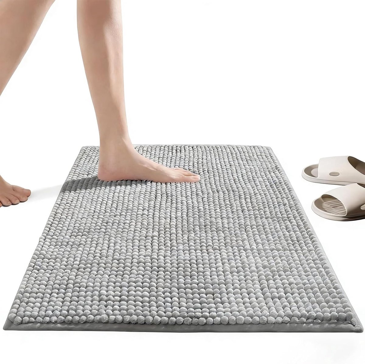 Badmat 40 x 60 cm - lichtgrijs chenille - snel drogend - comfortabel en super absorberend - ShopVlot