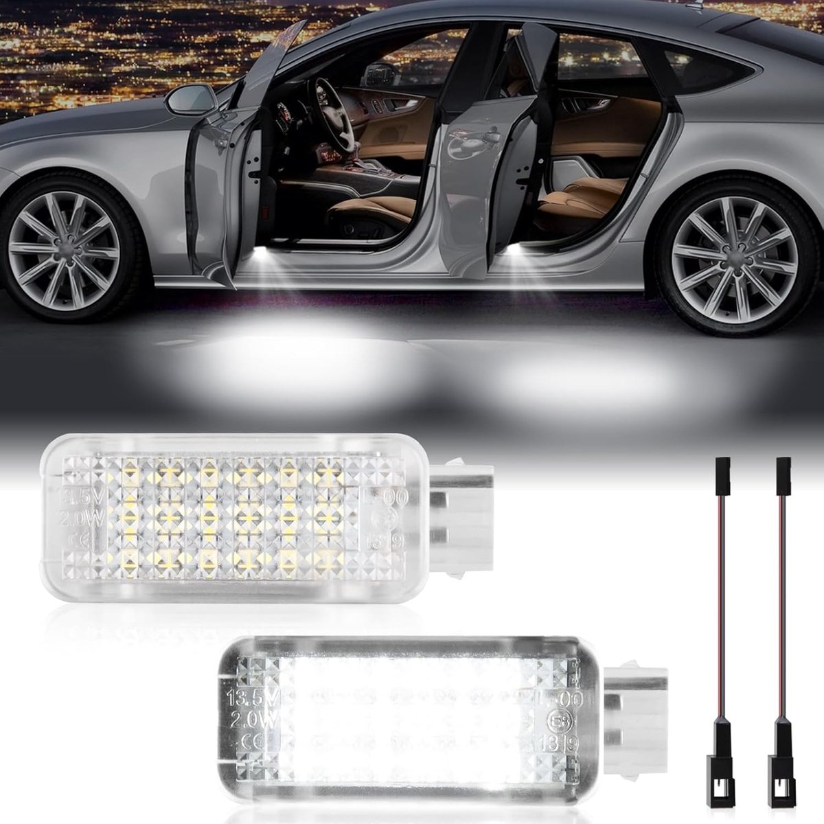 LED autodeurlampen 2Pcs - 18 SMD LED lampen - waterdicht - foutloos en eenvoudig te installeren - ShopVlot