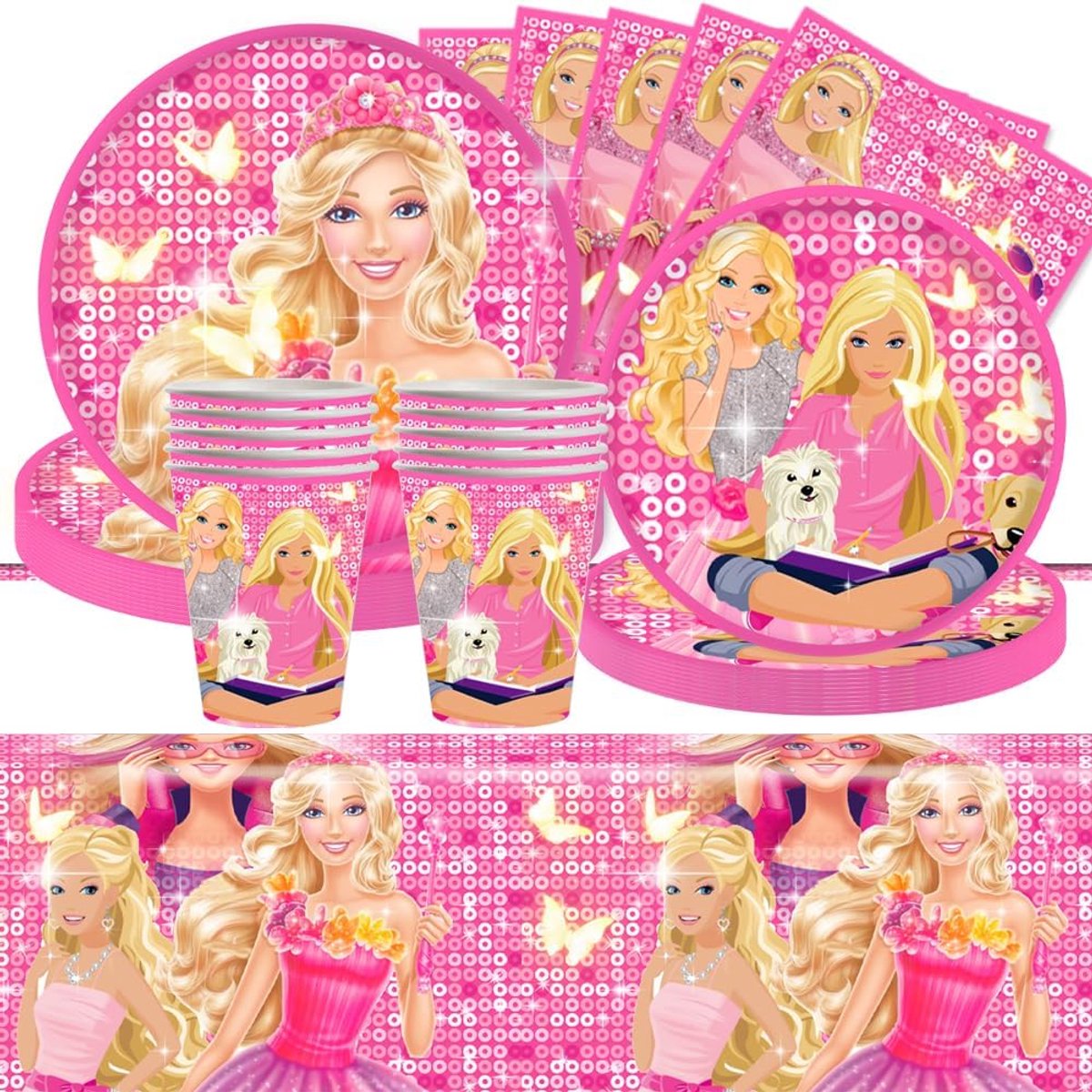 Verjaardagsserviesset Prinses - 51 stuks - duurzaam materiaal - ideaal voor themafeesten - ShopVlot
