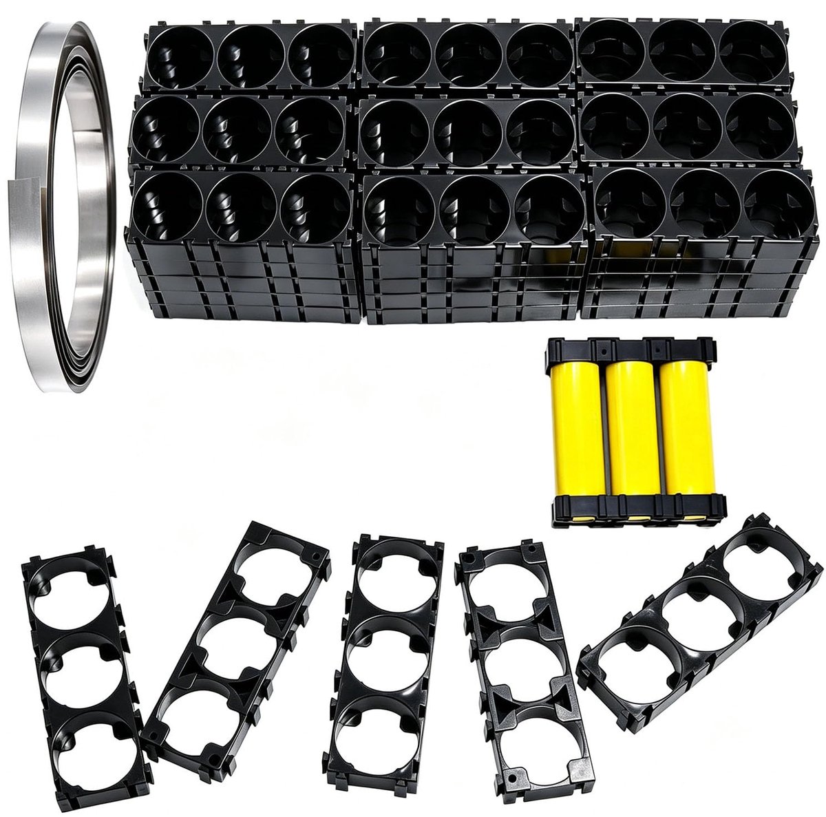 Cilindrische houders voor lithium-ion batterij 18650 - 40 stuks - inclusief nickel strip - ideaal voor DIY projecten - ShopVlot