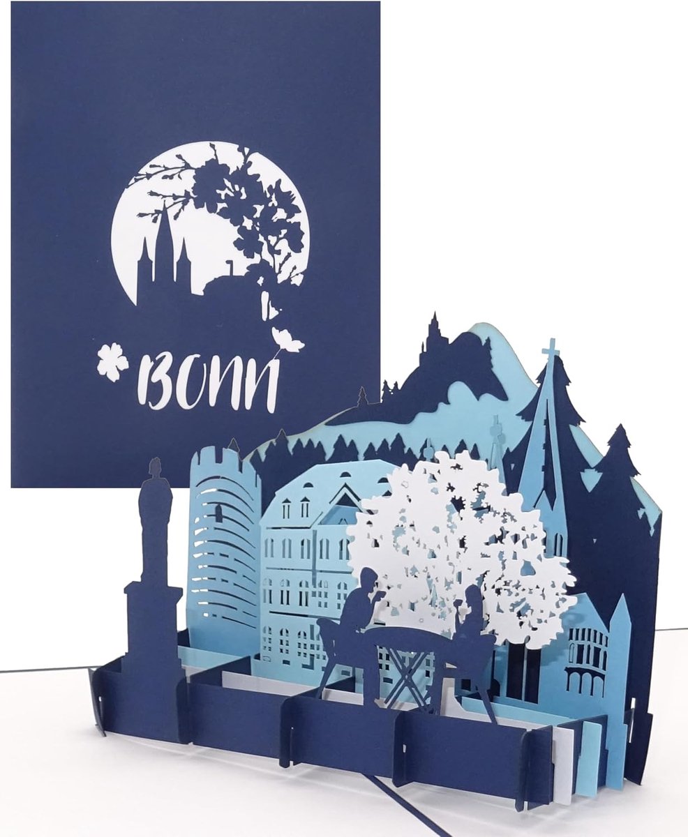 3D kaart Bonn - Panorama 15 x 20 cm - handgemaakt - verjaardag of reisvoucher - ShopVlot