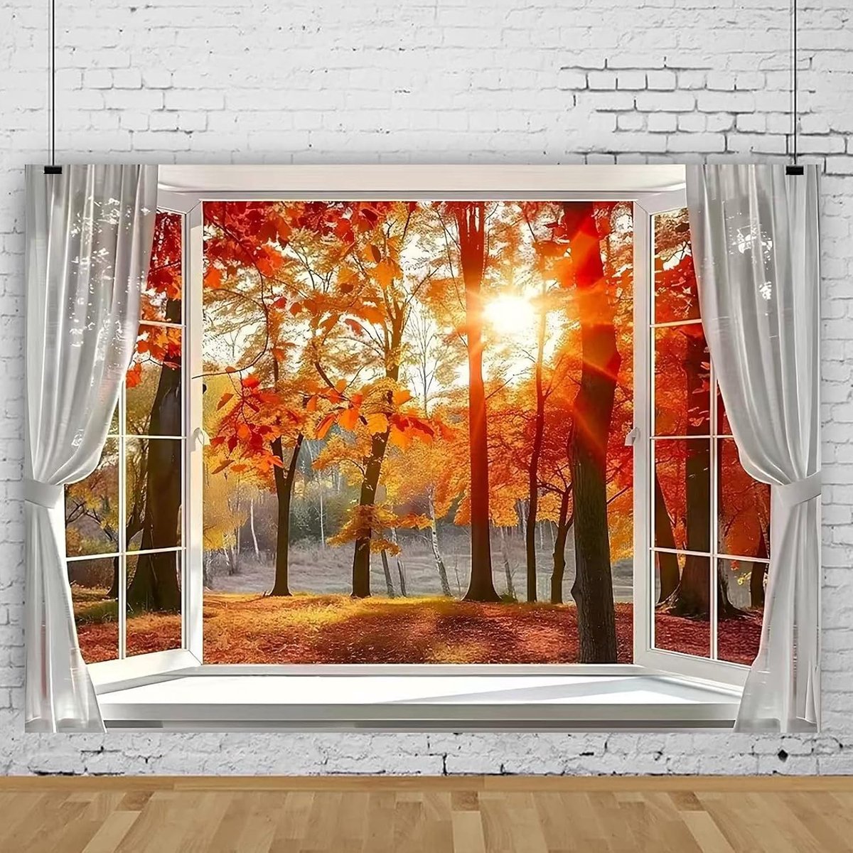 Fotografie achtergrond 2.1x1.5m - herfstlandschap - Ahornblad patroon - ideaal voor feestdecoratie - ShopVlot