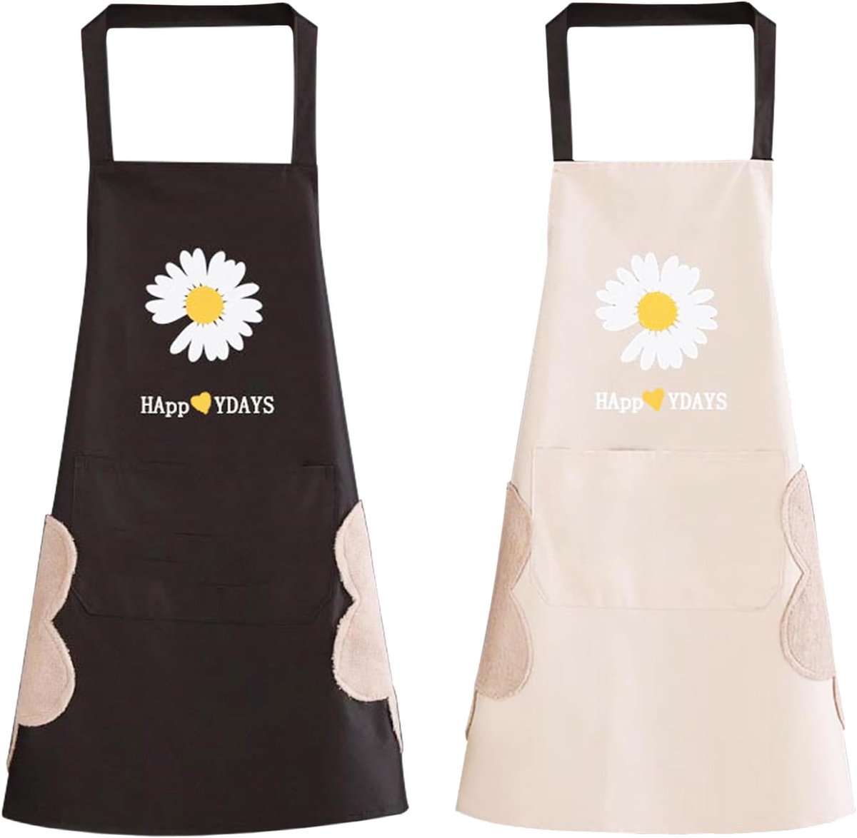 Keuken Schort Waterdicht 2 Stuks - Zwart/Wit - Met Zakken - Ideaal voor BBQ en Koken - ShopVlot