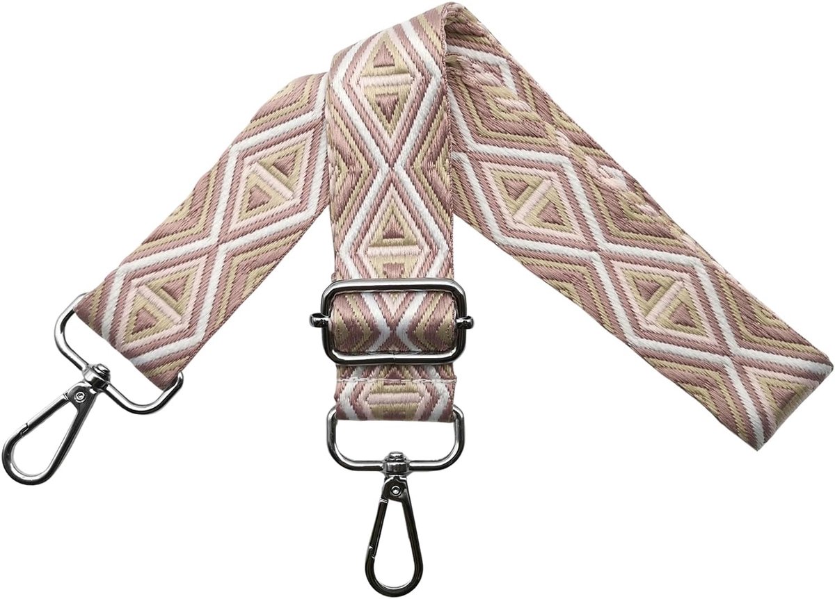 Schouderband voor tassen 3.8 cm - Verstelbaar - Roze met zilveren karabijnhaak - Ideaal voor handtassen - ShopVlot