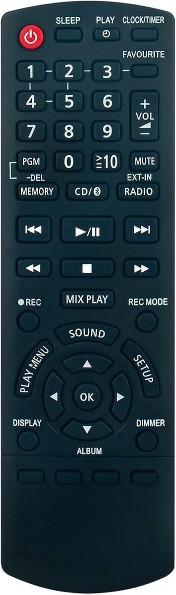 Afstandsbediening N2QAYB001102 - Compatibel met Panasonic CD Stereo - Eenvoudig te gebruiken - Geen setup nodig - ShopVlot