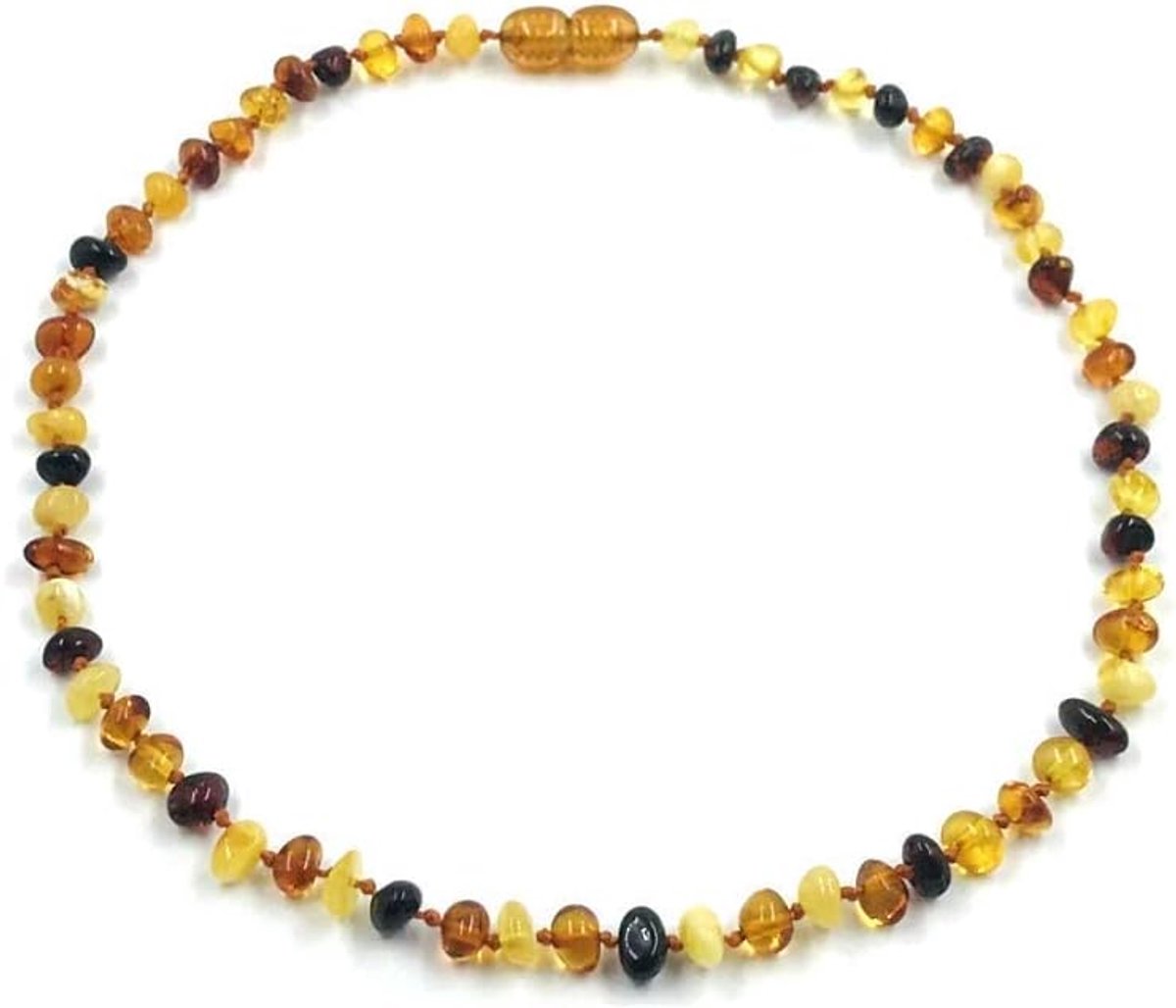 Handgemaakte Amber Ketting 34cm - Gecertificeerd Natuurlijk Baltisch Amber - Multicolor - Unisex Sieraad - ShopVlot