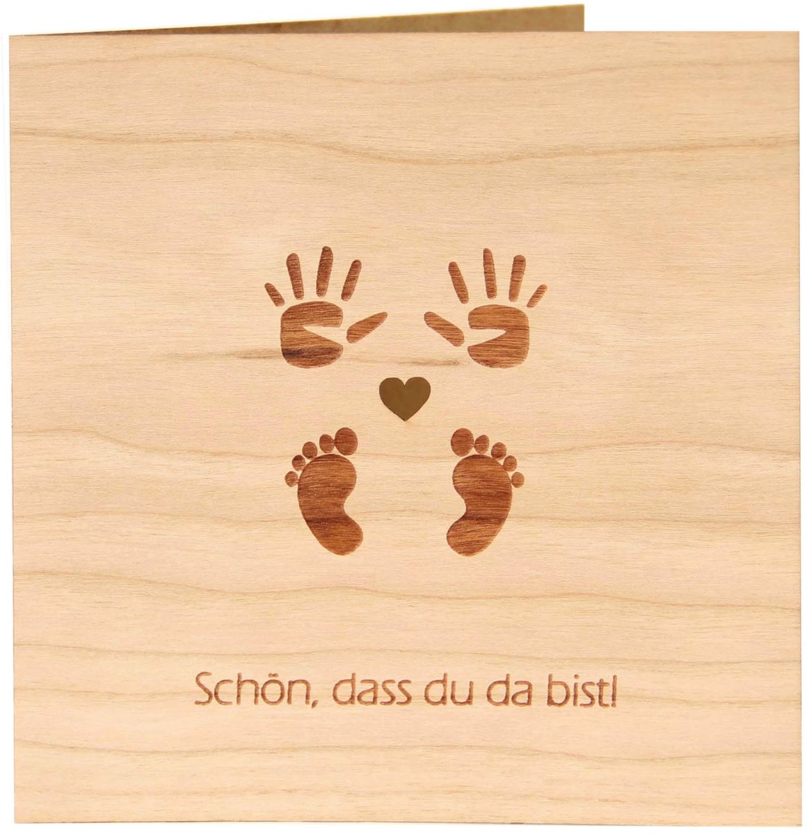 Houten wenskaarten baby geboorte - kersenhout - unieke kaart voor geboorte - 100% Made in Austria - ShopVlot