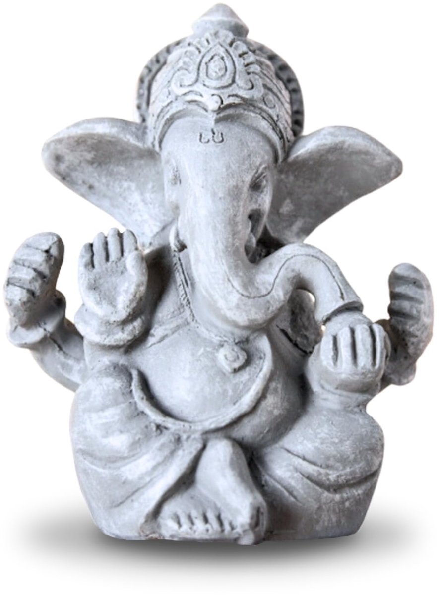 Ganesh standbeeld 12cm - grijs decoratie - Zen en Feng Shui - brengt rust in uw huis - ShopVlot