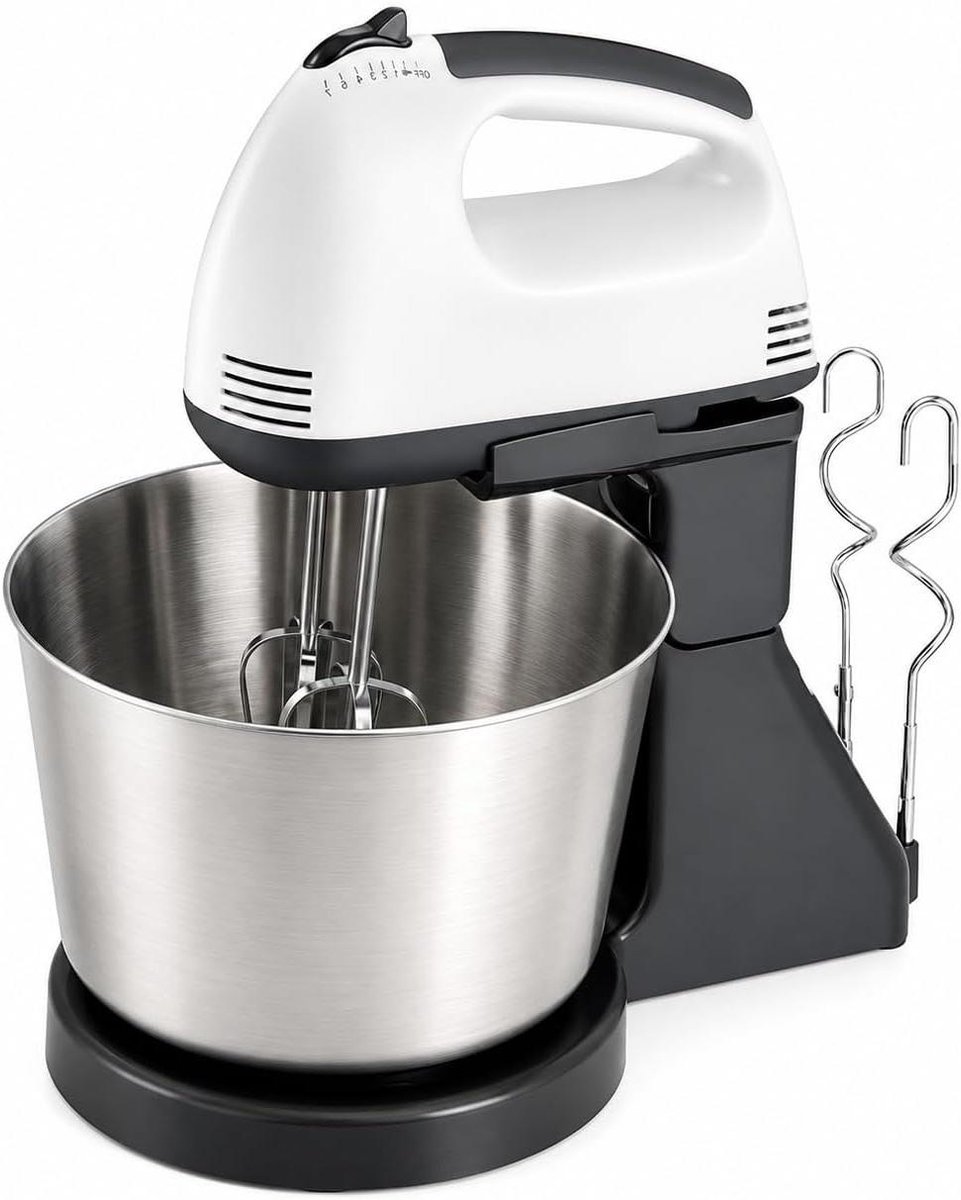Stand Mixer - Keukenmixer Deeghaken - Bakken en Koken - 7 Snelheden - 2L Kom - Wit