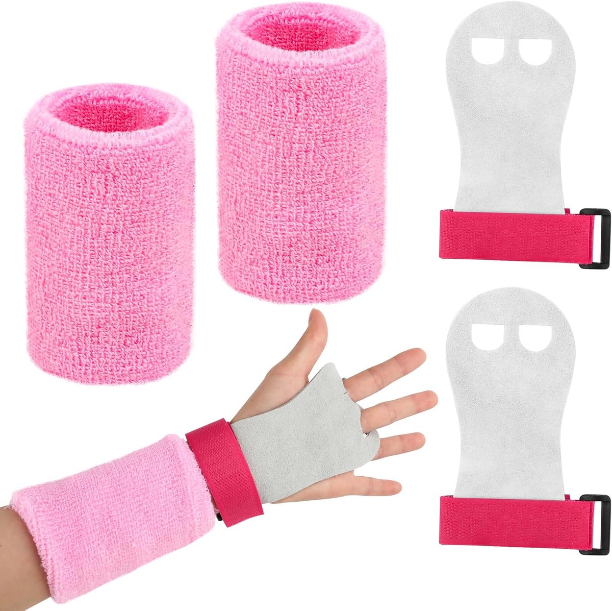 Gymnastiekhandschoenen met handvat - 2 paar polsbeschermers - hoogwaardig materiaal - ideaal voor training - ShopVlot