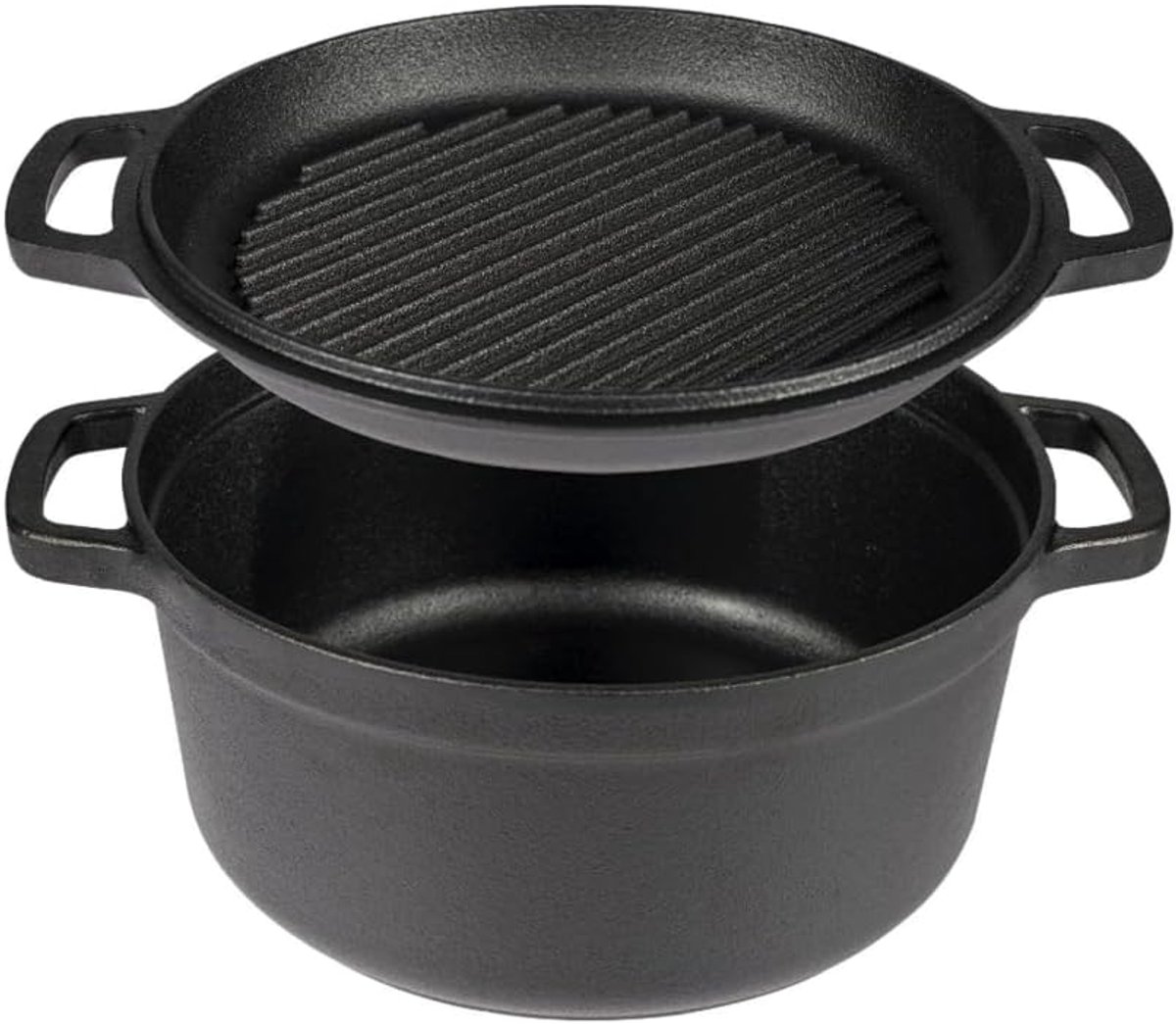 Gietijzeren grillplaat en pan - 3,5 liter - zwart - ideaal voor buiten koken - ShopVlot