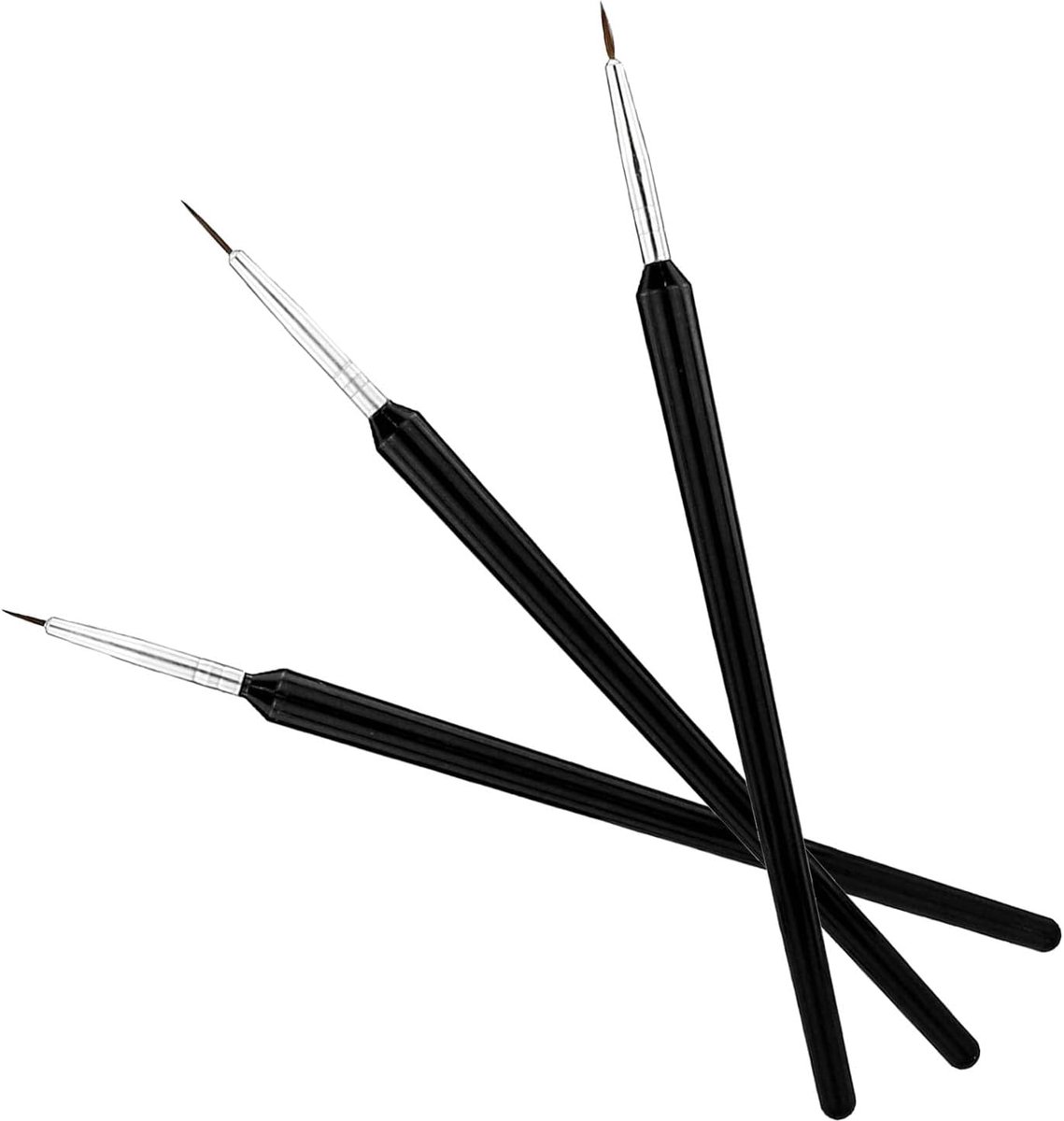 SnelShoppen - 3 Stuks Nagelkunst Kwasten Set, Dunne Nagel Kunst Kwasten, Miniatuur DIY Kwasten met Korte Strokes voor Details en Schaduw, Oblong Lijne