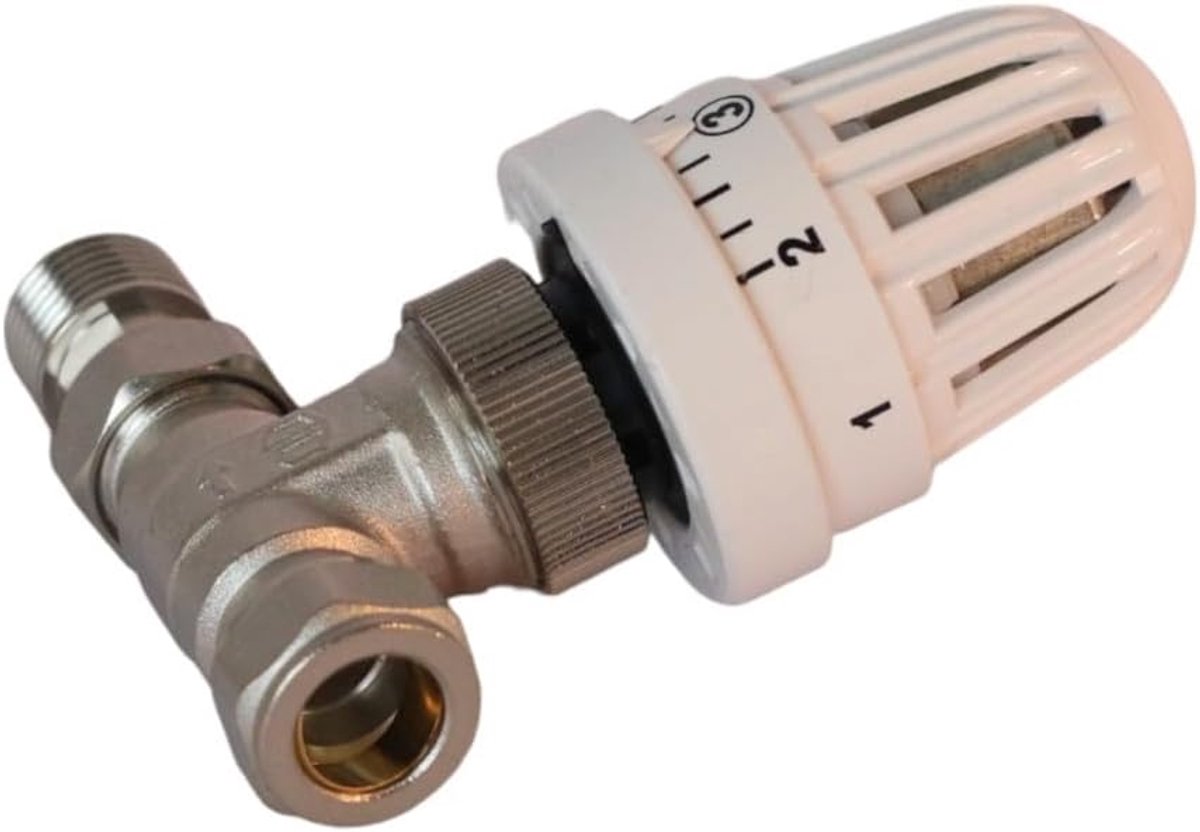 Thermostaatkraan 1/2" x 15 mm - recht - inclusief thermostaatkop - eenvoudig te installeren - ShopVlot
