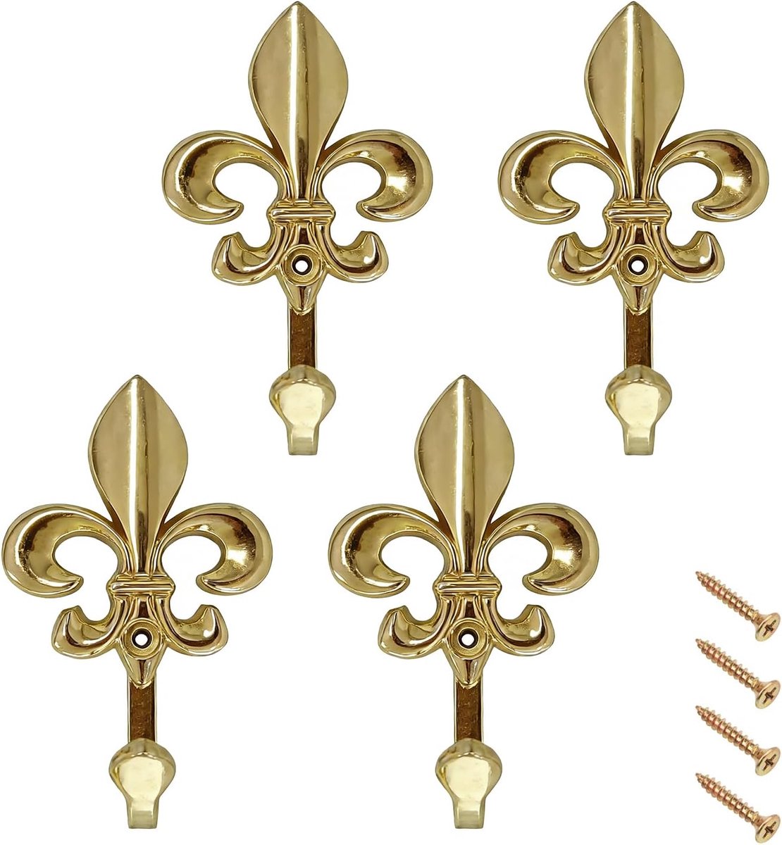 Wandhaken vintage - Gouden metaal - Fleur-de-Lis design - Decoratieve gordijnhouder - ShopVlot