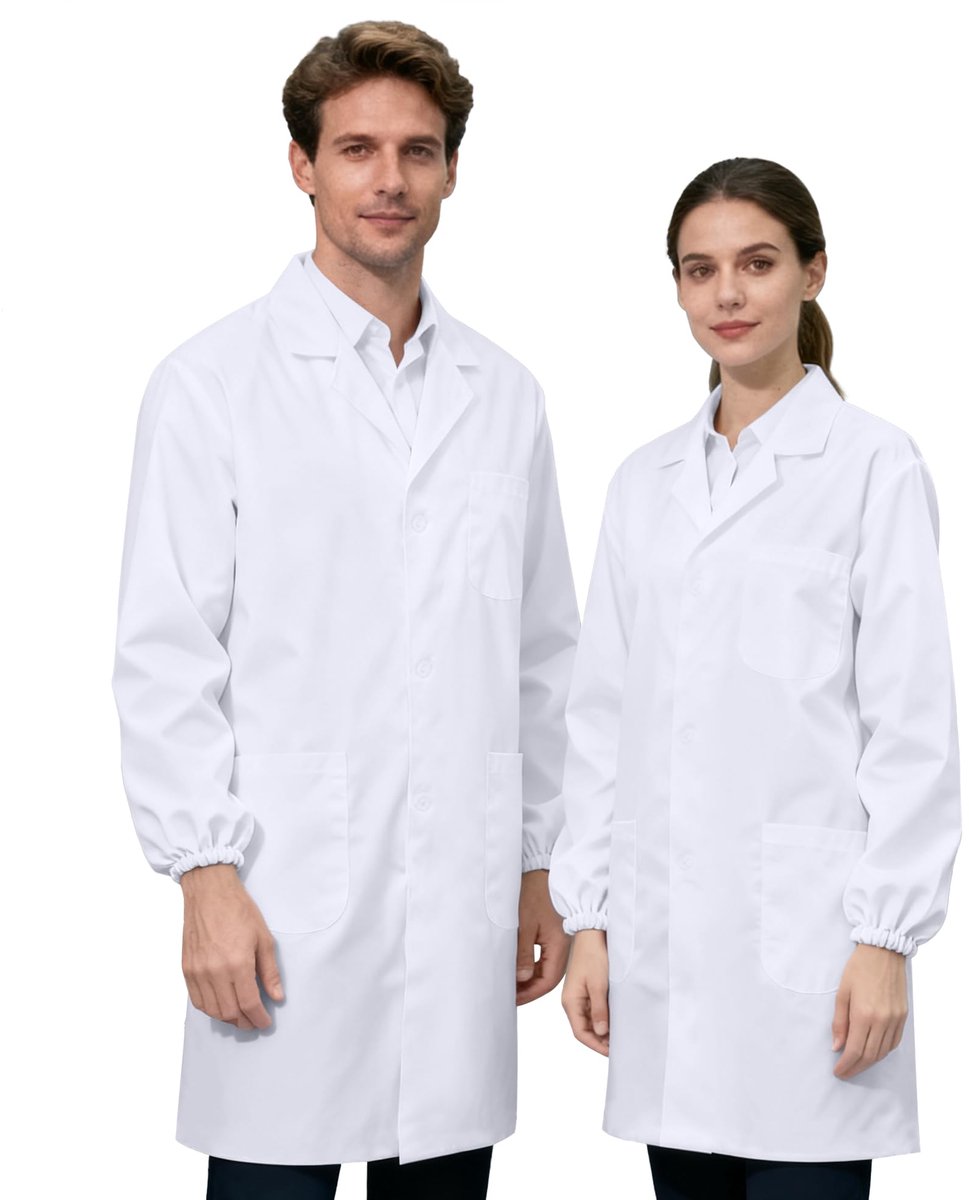 Laboratoriumjas XXL - witte werkkleding - uniseks - met 3 zakken voor laboratoriumwerk - ShopVlot