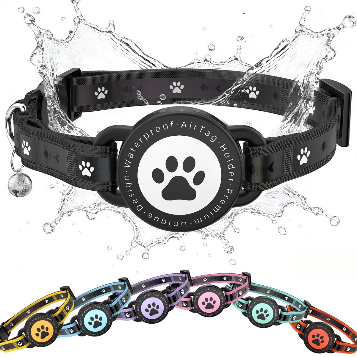 Kattenhalsband met AirTag-houder - Reflecterend, Waterdicht - Veiligheidssluiting, Verstelbaar - ShopVlot