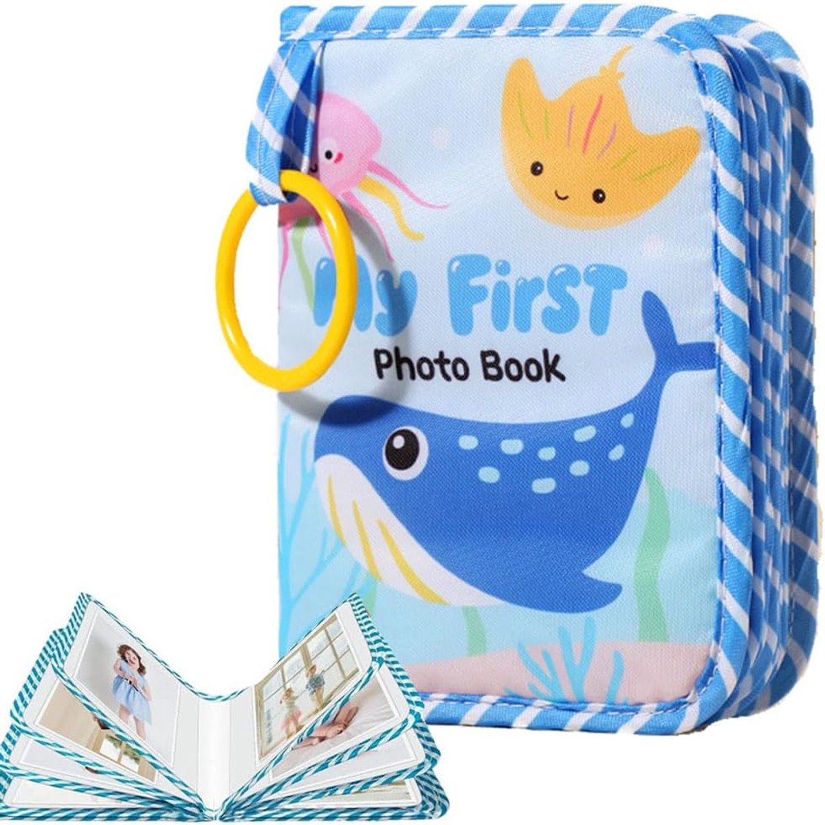 Baby's fotoalbum 17 4x9 foto's - zachte doek - unisex - ideaal voor het bewaren van herinneringen - ShopVlot