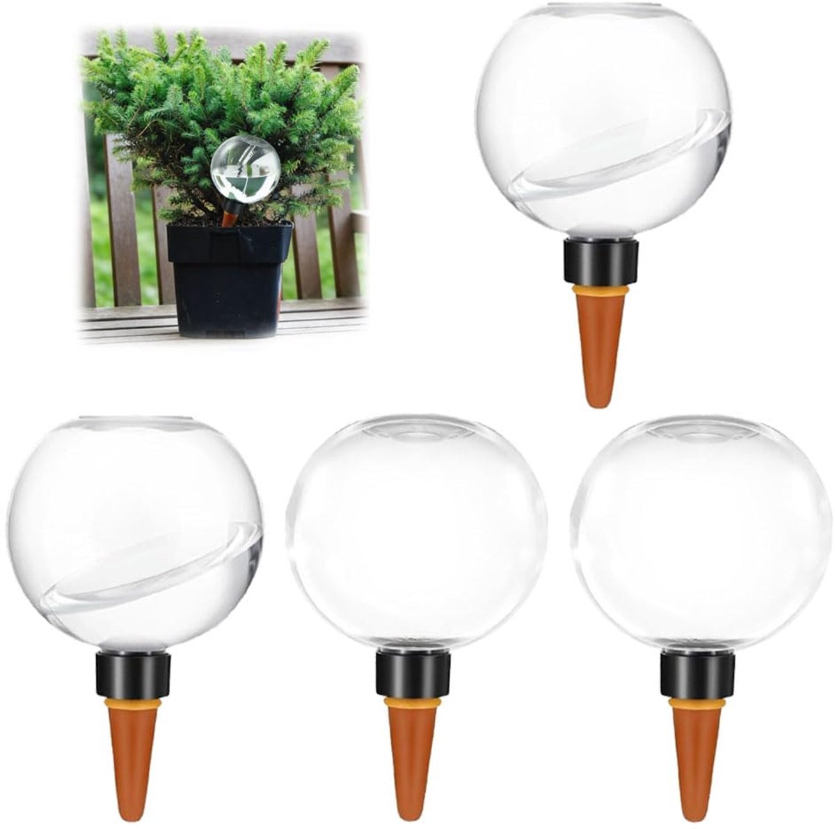Bewaarbollen voor planten - 4 stuks zelfbevloeiing - automatische bewatering - ideaal voor kamerplanten - ShopVlot
