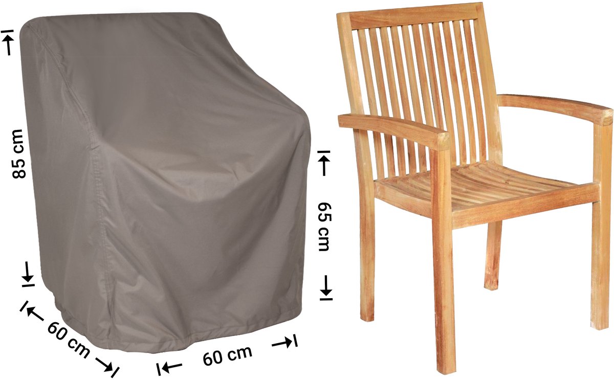 Raffles Covers Tuinstoelhoes - 70 x 65 H: 95 cm - RTGC70 - Waterdicht - Ademend - UV-bestendig - Elastisch rijgkoord - Beschermhoes tuinmeubelen Taupe