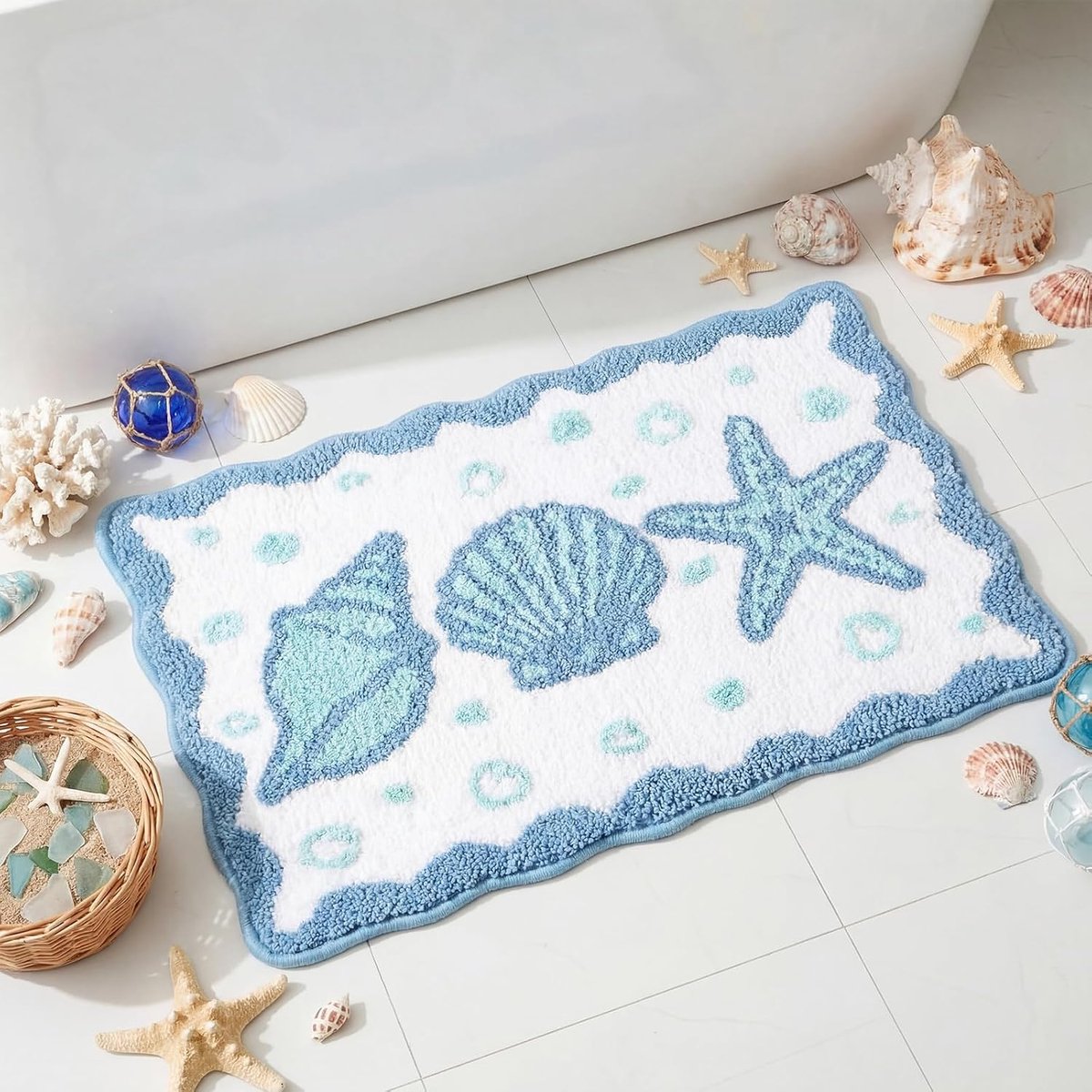 Badmat 40x60cm - zachte microvezel - antislip en absorberend - kustontwerp voor badkamer - ShopVlot