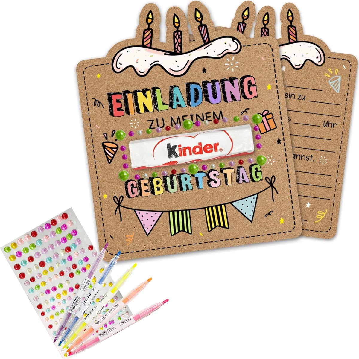 Uitnodigingskaarten kinderverjaardag - roze - vrolijke ontwerpen - voor een feestelijke uitnodiging - ShopVlot