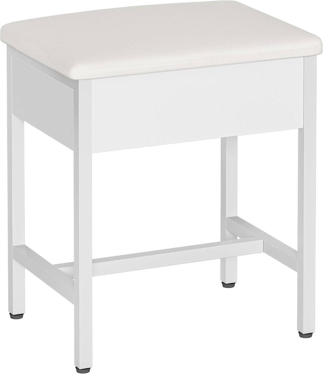 Hzuaneri Kaptafel, Voetenbankje In De Woonkamer, Bankje In De Slaapkamer, Gewatteerde Kaptafel, Geschikt Voor Kleedkamer, Slaapkamer, Hal, 30 x 40 x 46 cm, Wit
