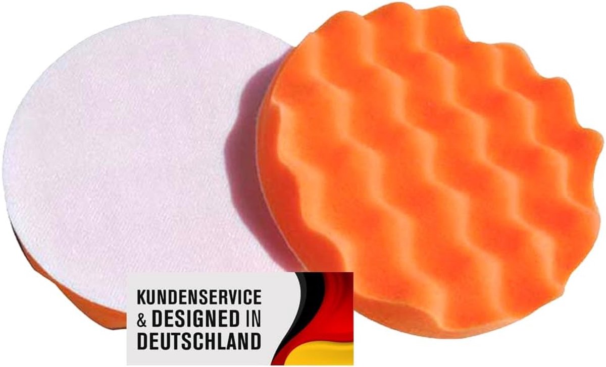 Polijstspons set 150 mm - Medium oranje gewafeld - Voor polijstmachine - Effectieve reiniging - ShopVlot
