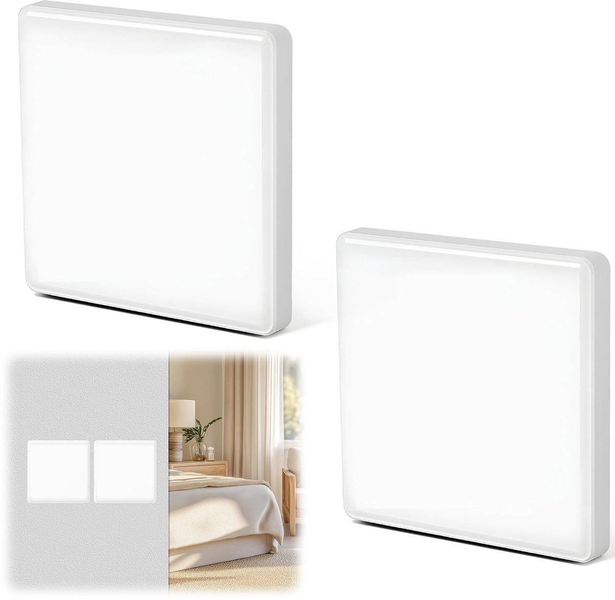 Wandsokkel set van 2 - Metalen afdekplaten 86 x 86 mm - Geschikt voor inbouw elektrische aansluitingen - ShopVlot