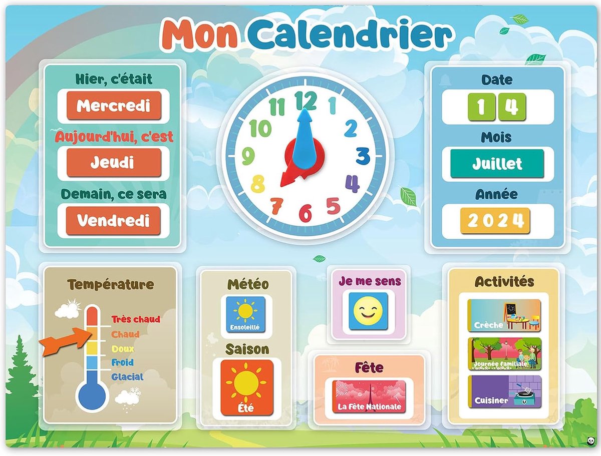 Kalenders voor kinderen - Mijn eerste kalender - Frans - Leer de maanden en dagen - ShopVlot