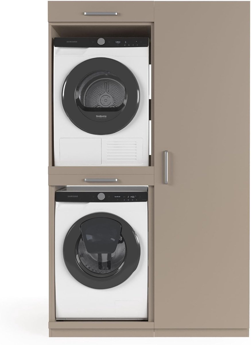 Wasmachine Kast Tokyo - 700(D)*1265(B)*2110(H) mm - Taupe - Stijlvol en ergonomisch ontwerp - Eenvoudig in gebruik - ShopVlot