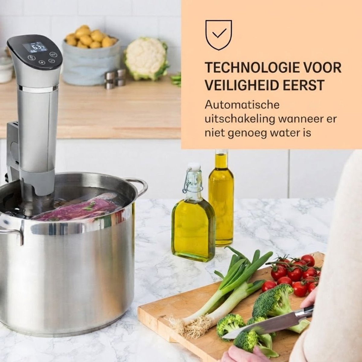 Slowcooker - Elektrische Slow Cooker - Compact Ontwerp - Zilver - 13cm x 9cm x 42cm – foto 5