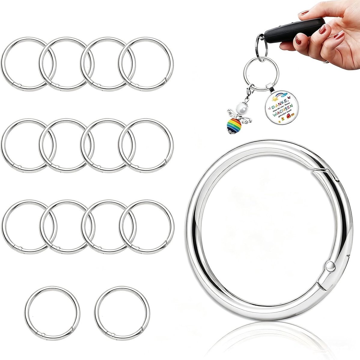 Ronde karabijnhaak 32mm - met veersluiting - roestvrij en duurzaam - ideaal voor sleutels en handtassen - ShopVlot