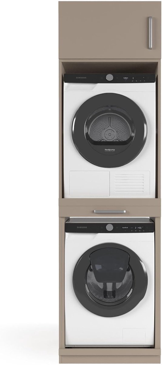 wasmachine kast Sydney - 700(D)*665(B)*2350(H) mm - taupe - ergonomisch ontwerp voor makkelijk inladen - ShopVlot