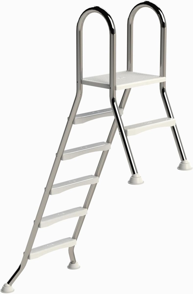 Zwembadladder 5+1 treden - V2A roestvrij staal - antislip treden - veilige instap in je zwembad - ShopVlot