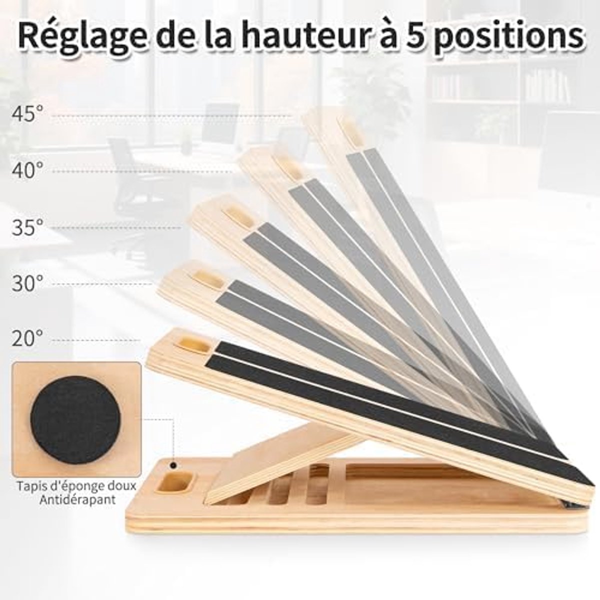 Schuine plank voor benen - Professionele houten antislip rekplank - 5 verstelbare hellingshoeken - ShopVlot