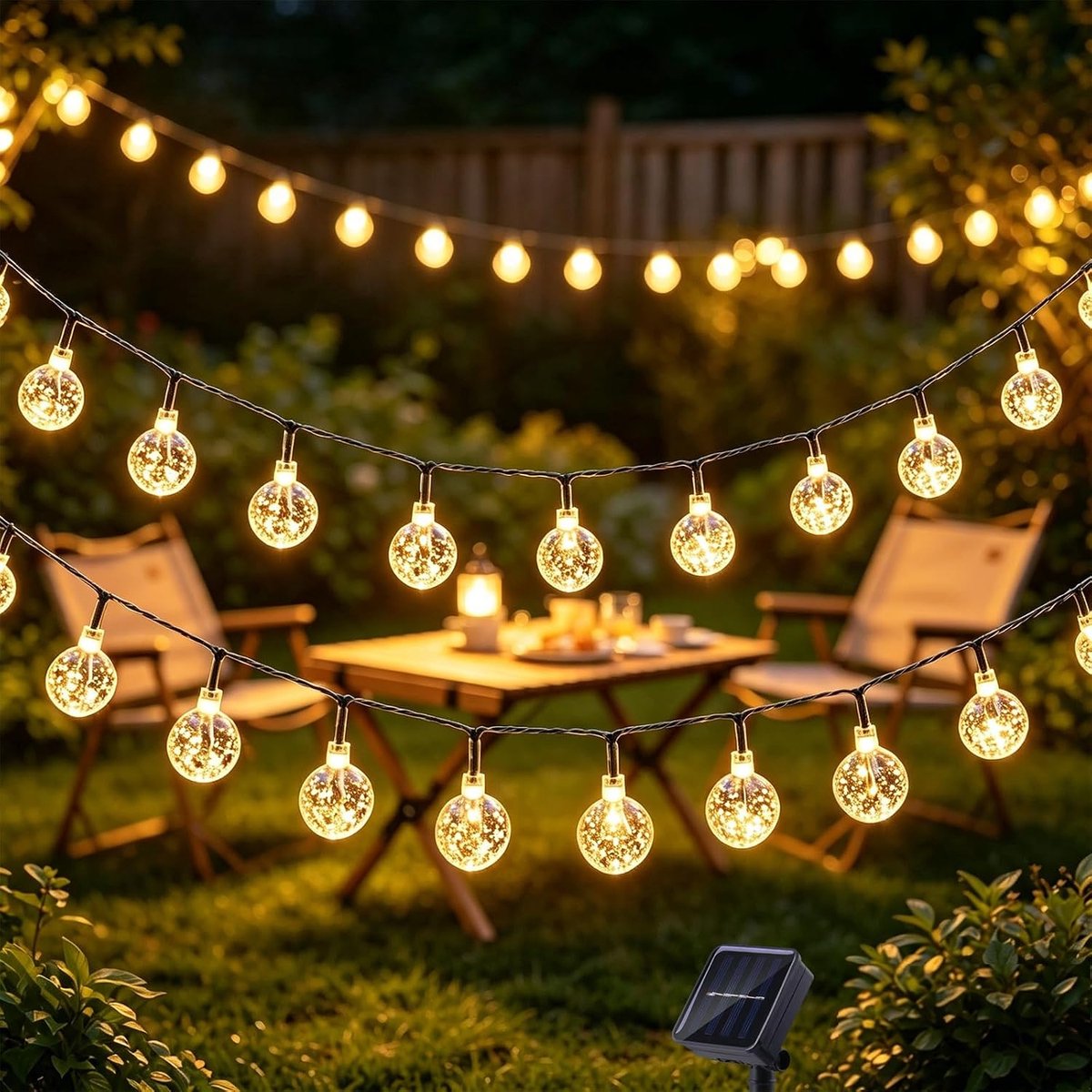 Solar fairy lights 50 LED - kristallen bollen - IP65 waterdicht - sfeervolle verlichting voor tuin - ShopVlot