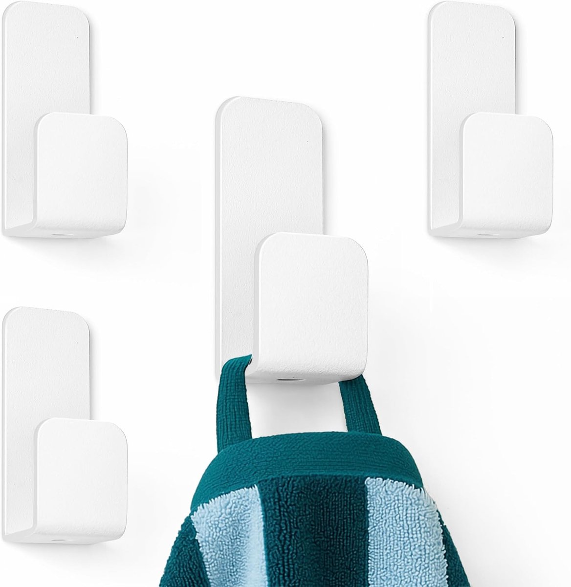 Wandhaak set van 4 - Duurzame zelfklevende haken - Matte wit - Ideaal voor handdoeken en kleding - ShopVlot