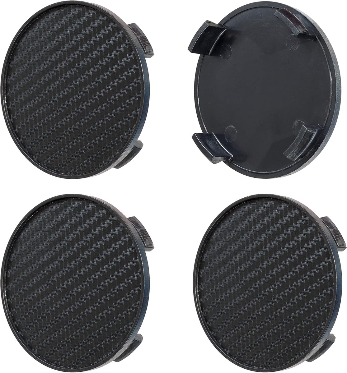 Hubcaps set van 4 - zwart carbon - 68 mm diameter - perfecte pasvorm voor velgen - ShopVlot