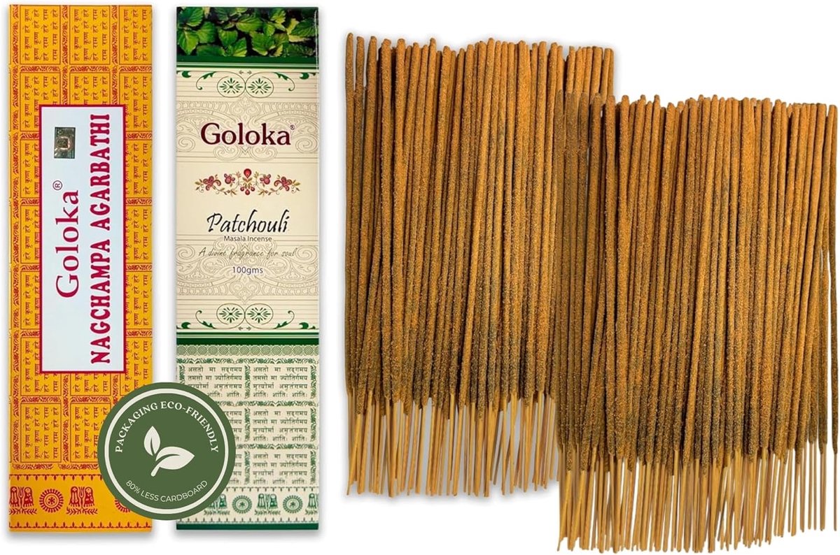 Wierookstokjes 100 g - Nag Champa + Patchouli - 100% Natuurlijk - Ideaal voor meditatie - ShopVlot