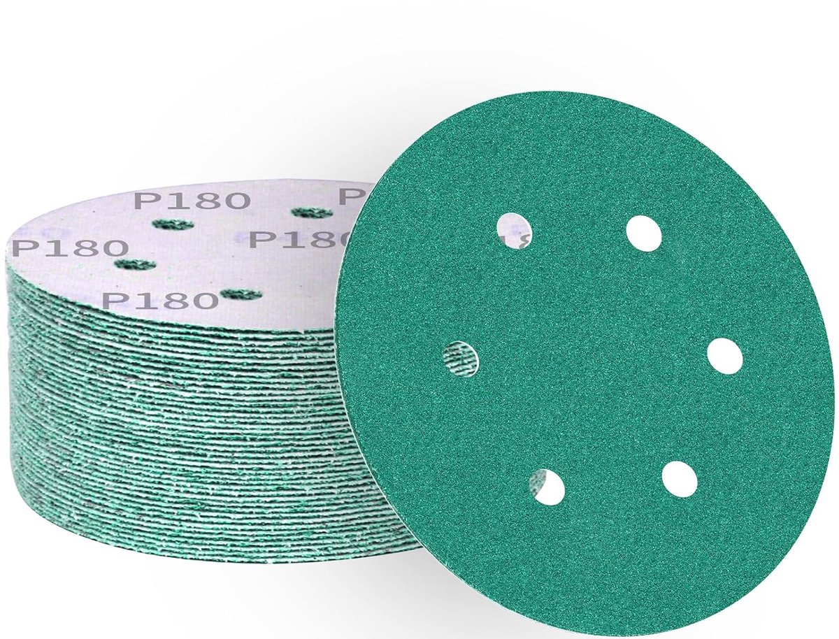 Schuurpapier 150mm 50 stuks - 180 korrel - Velcro - Waterdicht en duurzaam voor houtbewerking - ShopVlot