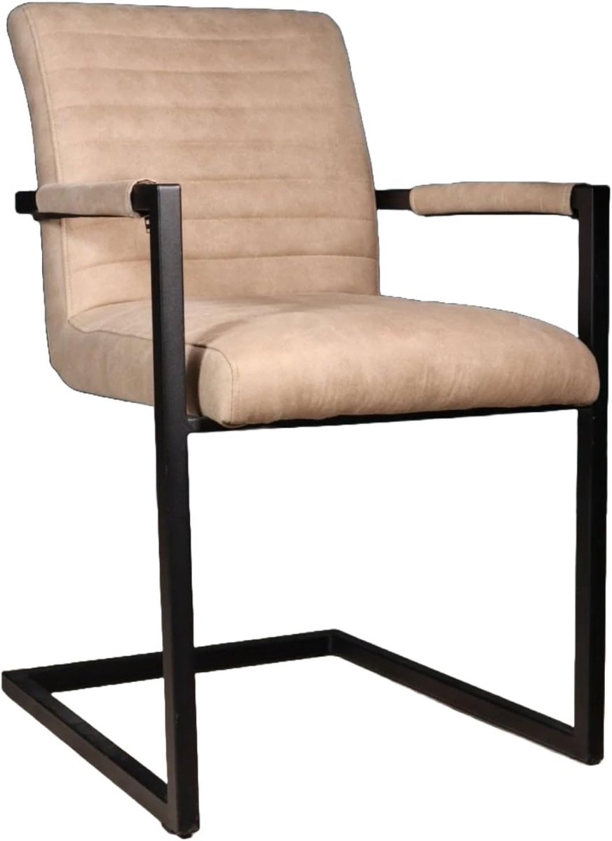 Eetkamerstoel set van 6 - beige met armleuning - industrieel design - eenvoudige montage - ShopVlot